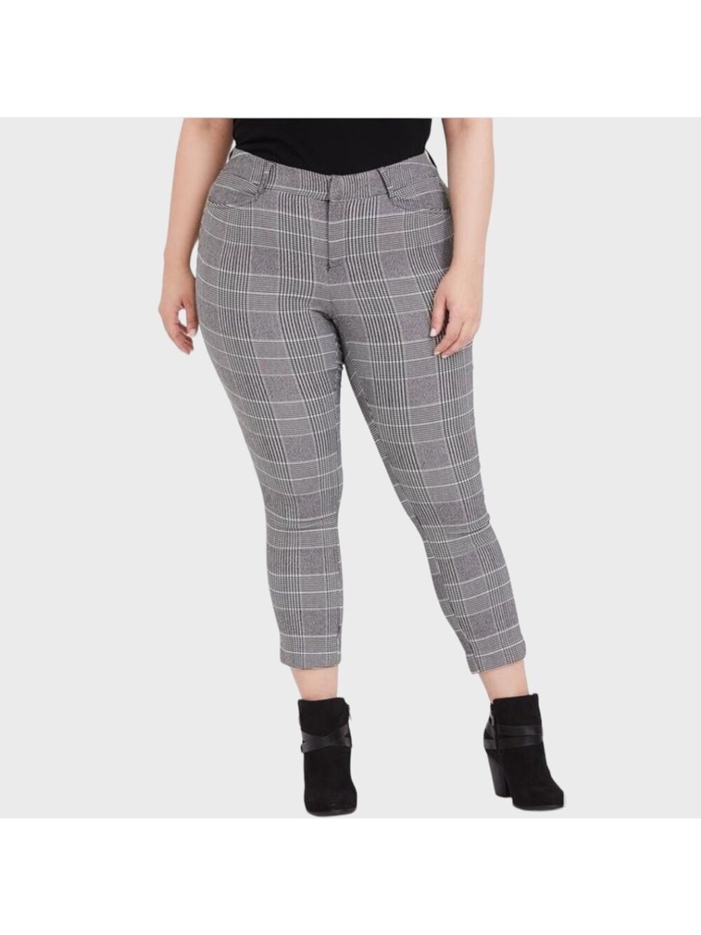TORRID Modern Stretch Ankle Pant - Black Plaid Houndstooth NWOT